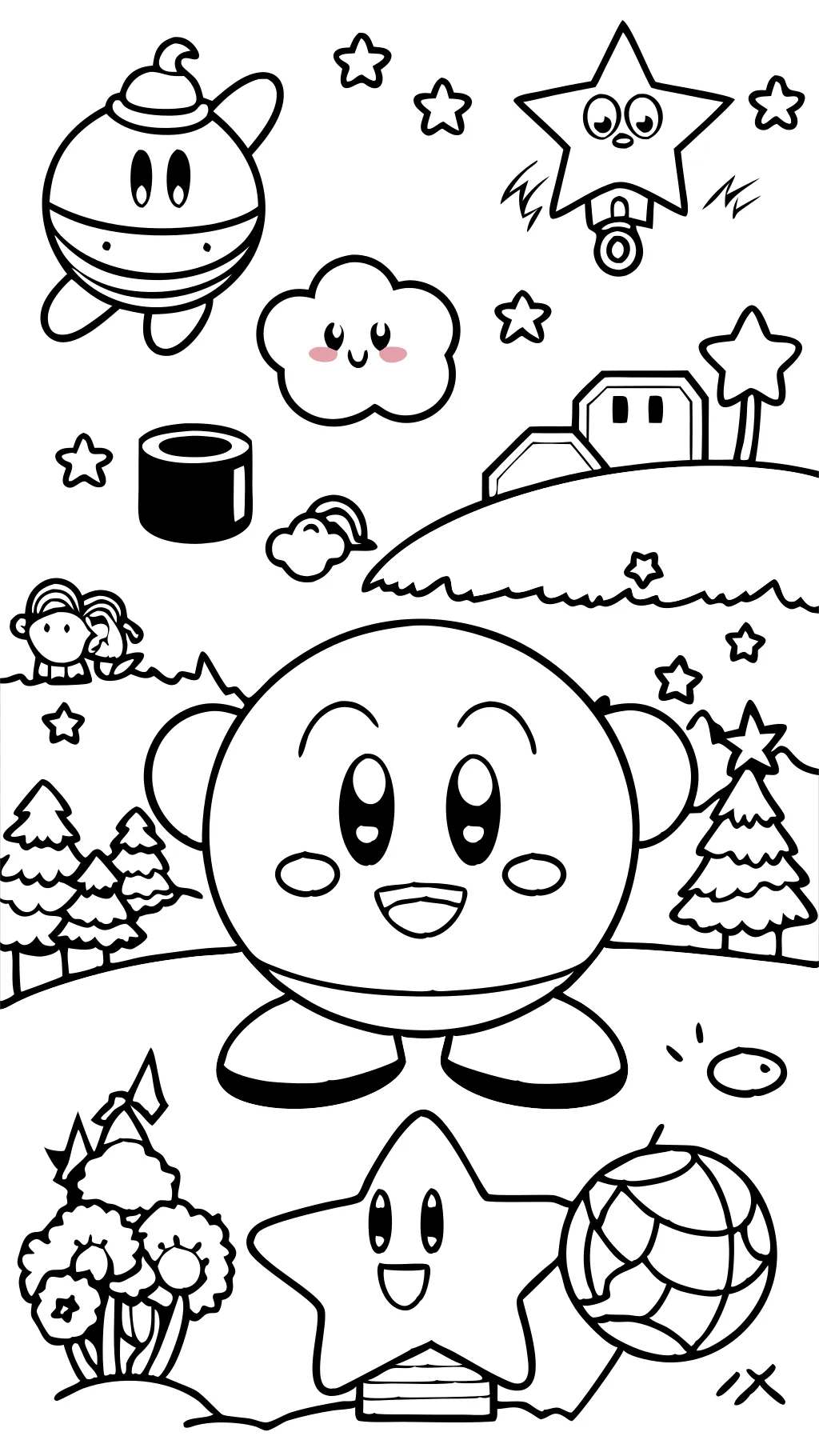 Kirby y las páginas para colorear de la tierra olvidadas